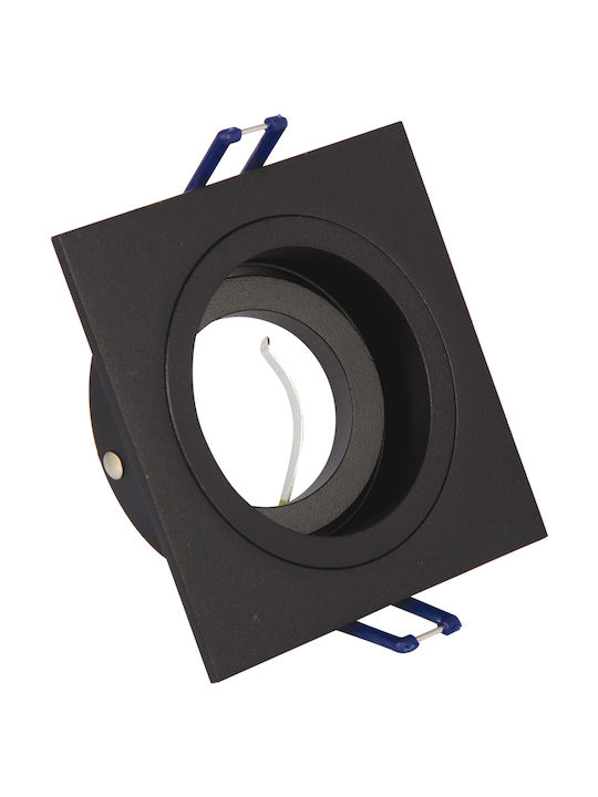 VK Lighting VK/03114G/B Τετράγωνο Μεταλλικό Χωνευτό Σποτ με Ντουί GU10 σε Μαύρο χρώμα 9.2x9.2cm